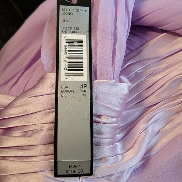 Tahari Arthur Levine lilac silk dress Size 4P NWT - Picture 8 of 8